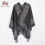 2019 Leopard Print Poncho Winter Cashmere Women Pomcho Scarf Female Wool Poncho and Capes Foulard Shawl Lic Scarf Echarpe Sjaal