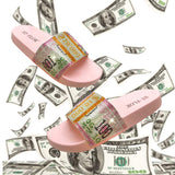 2021 Summer Foreign Trade European and American Foreign Trade Fashion US Dollar Diamond Flat Bottom Sandal Women's Wear Slipper