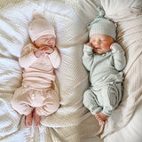 3pcs Infant Newborn Baby Cute Clothes Sets Girls Boys Autumn Warm Harem Pants Waffle Ribbed Solid Unisex Bodysuits+elastic Pants