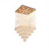 Modern and Simple Double Staircase Crystal Chandelier Luxury Long Crystal Bead Pendant Lamps