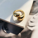 HUANZHI Gold Statement Dome Ring for Women Big Large Open Finger Ring