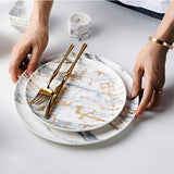 Nordic Creative Bronzing White Gray Marble Pattern Ceramic Tableware Set