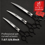 Fenice 7.0 7.5 8.0 Inch Professional Black Grooming Scissors Curved Shear