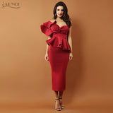 Adyce Celebrity Evening Party Dress Women 2019 Sexy Bodycon Sets One Shoulder Ruffles Short Sleeve Strapless Club Dress Vestidos