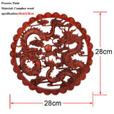 Chinese Dragon and Phoenix Mascot Unpainted Retro Line Wood Decals