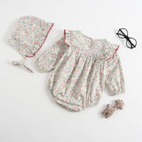Baby Girls Rompers Newborn Baby Girls Long Sleeve Romper Hat Jumpsuit 2019 Spring Children Kids Outfit Clothes 2pcs Baby Romper