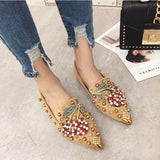 SWYIYV Woman Flats Shoes Rhinestone Cherry Spring