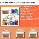 Montessori Rainbow Bears Matching Game Toys Counting With Stacking Cups Educational Toy for Kids