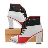 Canvas Lace Up Wakerlook Heel Ankle Boots