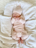 3pcs Infant Newborn Baby Cute Clothes Sets Girls Boys Autumn Warm Harem Pants Waffle Ribbed Solid Unisex Bodysuits+elastic Pants