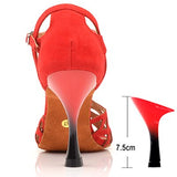Ladingwu Women's Suede Blue Black Red Salsa Dancing Shoes