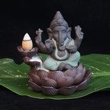 Creative Environmental Home Office Decor the Little Monk Censer India Lord Ganesha Ack-Flow Ceramic Incense Burner