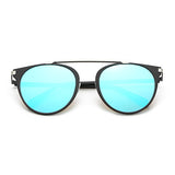 FRISCO | A18 - Modern Horn Rimmed Metal Frame Round Sunglasses