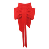 A2830 New Design Red Mini Bow Design Two Piece Skirt Set Girls Dress Sets Women