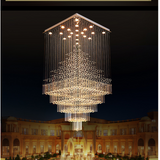 Modern and Simple Double Staircase Crystal Chandelier Luxury Long Crystal Bead Pendant Lamps