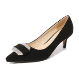 Dress Party Wedding Office Comfortable Low Heels Pointed Toe Pull-On Women's Stiletto High Heels