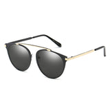 FRISCO | A18 - Modern Horn Rimmed Metal Frame Round Sunglasses