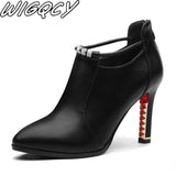 Winter Boots Women Shallow Round Toe Red Women's Boots