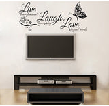 Live Laugh Love Butterfly Flower Wall Art Sticker for Home Decor