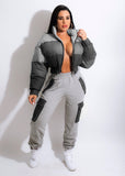 KX-G0430 in Stock Stand Women's Bomber Jacket Coat Patchwork Gradient Puffer Bomber Jacket Zip Up Women Jacket Winter