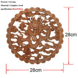 Chinese Dragon and Phoenix Mascot Unpainted Retro Line Wood Decals