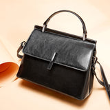 Genuine Leather Shoulder Bag Women's Bag 2021 New Fashion Oil Wax Leather Four Seasons Large Capacity Portable Tote