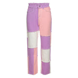 Nibber P1738186 Spring Fashion Patchwork Cowboy Street Casual Hip Hop High Waist Long Straight Denim Women Lady Y2k Jeans Pants