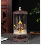 Backflow Incense Burner with Purple Sand and Buddha Golden Statue