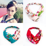 Women Girls Summer Bohemian Hair Bands Print Headbands Retro Cross Turban
