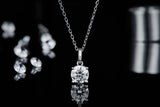 T90A New Arrival Moissanite Diamond White Gold Plated Silver Necklace and Earring Jewelry Set