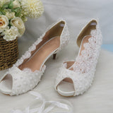 Lace-Up Bride Wedding Shoes Fashion Shoes for Woman Ankle Strap Party Dress Shoes Open Toe High Heels Pumps Female