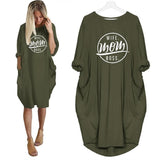 Fashion T-Shirt for Women Pocket WIFE MOM BOSS Letters Print Tshirt Plus Size Tops Graphic Tees Women Off The Shoulder