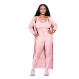 Custom LOGO Drop Ship 2020  Solid Women Fall Clothing 2020 Long Sleeve  Long Pants Women Three Piece Pant Set A5198
