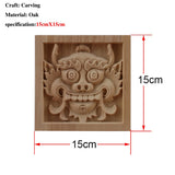 Chinese Dragon and Phoenix Mascot Unpainted Retro Line Wood Decals