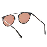 FRISCO | A18 - Modern Horn Rimmed Metal Frame Round Sunglasses
