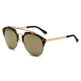 COROLLA | CA15 - Half Frame Mirrored Lens Horned Rim Sunglasses Circle