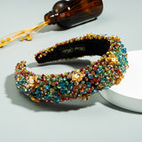 Baroque Hand Made Pearl Beading Gemstone Headband for Women