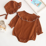 Baby Girls Rompers Newborn Baby Girls Long Sleeve Romper Hat Jumpsuit 2019 Spring Children Kids Outfit Clothes 2pcs Baby Romper