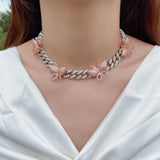 Woman Fashion Christmas Gift Jewelry Micro Paved Iced 8mm 12mm Miami Cuban Butterfly Link Chain Diamond Choker Necklaces