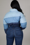KX-G0430 in Stock Stand Women's Bomber Jacket Coat Patchwork Gradient Puffer Bomber Jacket Zip Up Women Jacket Winter