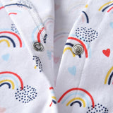 2Pcs Newborn Baby Girls Clothes Outfits Set Cute Rainbow Print Cotton Long Sleeve Jumpsuit and Headband Infant Toddler Clothing