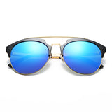 COROLLA | CA15 - Half Frame Mirrored Lens Horned Rim Sunglasses Circle