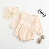 Baby Girls Rompers Newborn Baby Girls Long Sleeve Romper Hat Jumpsuit 2019 Spring Children Kids Outfit Clothes 2pcs Baby Romper
