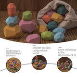 Baby Educational Toy Jenga Wooden Rainbow Stone Stacking Game
