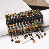 12 Constellation Bracelets Turquoise Beads Vintage Handmade Weave Black Rope