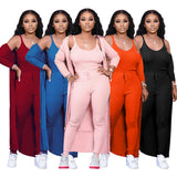 Custom LOGO Drop Ship 2020  Solid Women Fall Clothing 2020 Long Sleeve  Long Pants Women Three Piece Pant Set A5198