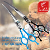 Fenice 7.0 7.5 8.0 Inch Professional Black Grooming Scissors Curved Shear
