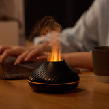 Newest RGB Light Flame Aroma Diffuser 130Ml 3d Colorful Flame Humidifier Fire Volcano Diffuser