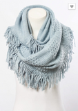 Beautiful Pointelle Fringe Infinity Scarf - Comes