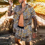 Men Clothes Set Summer Mens Punk Rock Party Suit Mens Club Beach Track Suits 2021 Boardshorts + Casual Print Shirts 2 Pcs Sets